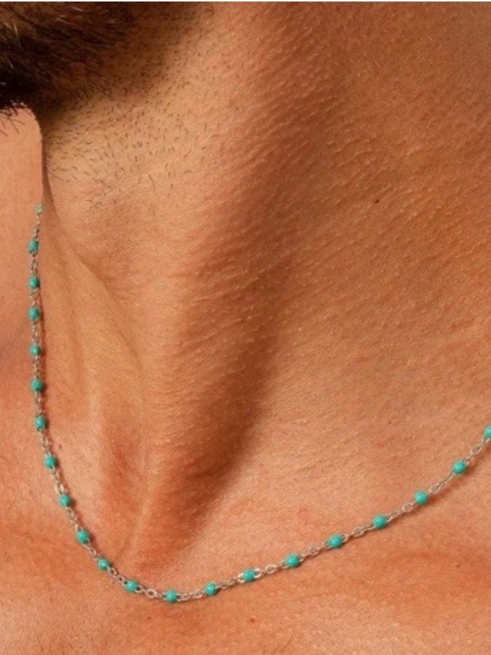 Men's Turquoise Bead Chain Necklace - Sleek Casual Jewelry
